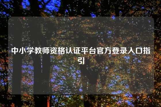 中小学教师资格认证平台官方登录入口指引