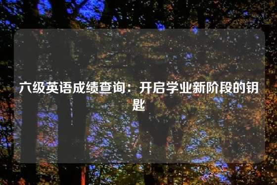 六级英语成绩查询：开启学业新阶段的钥匙